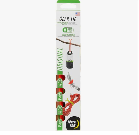 Nite Ize Original Gear Tie Assorted Length Reusable Rubber Twist Tie Reusable Gear Ties Electric Cord Organizers Twist Ties For Cords Reusable Zip Ties Assorted Colors & Sizes, 8 Pack