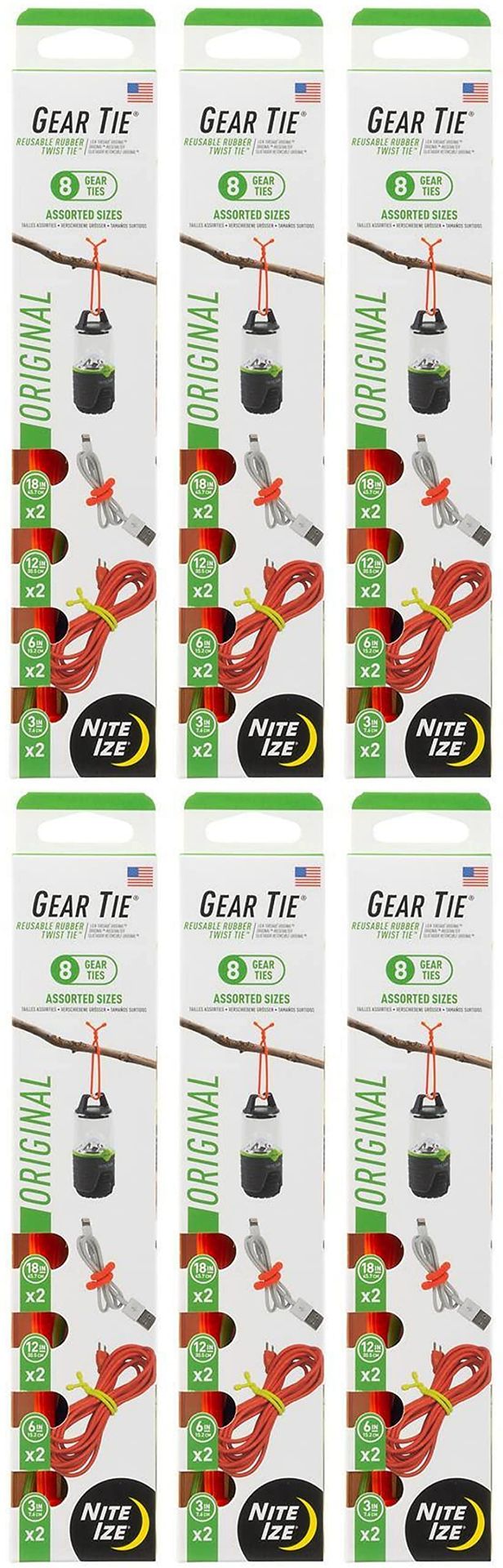 Nite Ize Original Gear Tie Assorted Length Reusable Rubber Twist Tie Reusable Gear Ties Electric Cord Organizers Twist Ties For Cords Reusable Zip Ties Assorted Colors & Sizes, 8 Pack