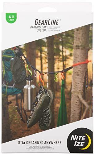 Nite Ize Gearline Hanging Organization System, 4 Ft Webbing With Loops, S-Biner Clips, + Bendable Gear Tie Ends To Hang Your Gear Anywhere, Colorful S-Biners, Multi-Colored (Ss-Sms-4005776)